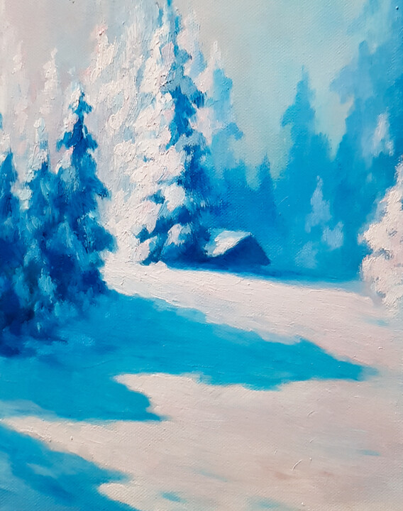 Painting titled "Frosty morning in t…" by Igor Makeev, Original Artwork, Oil