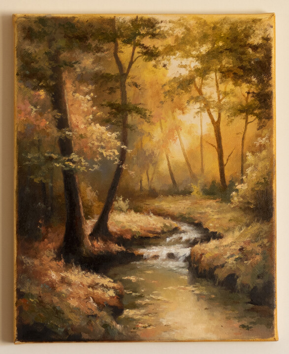 Painting titled "Autumn landscape in…" by Igor Makeev, Original Artwork, Oil