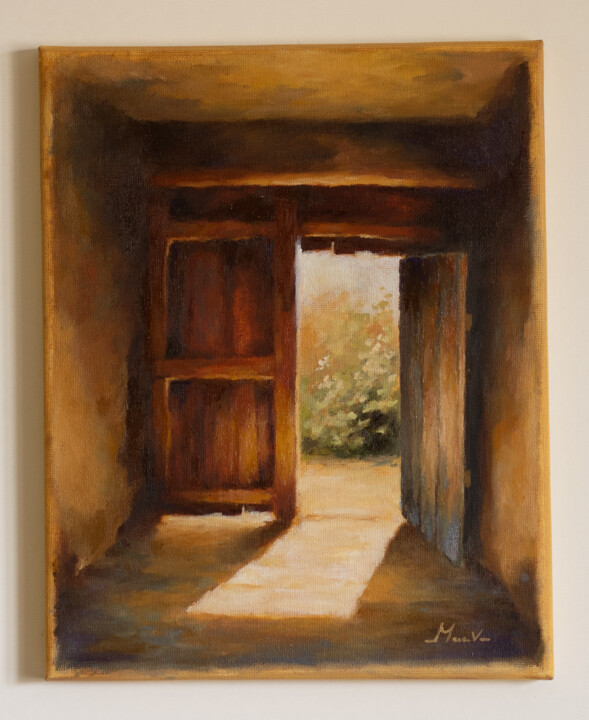 Painting titled "Gate to the garden" by Igor Makeev, Original Artwork, Oil