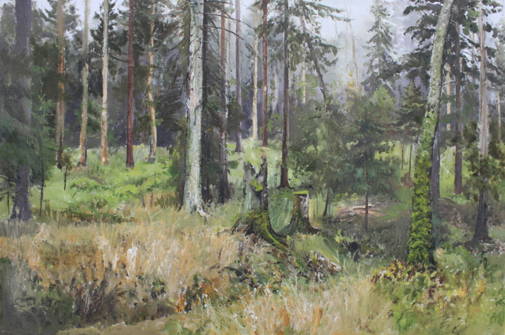 Peinture intitulée "Дремучий лес" par Igor Masin, Œuvre d'art originale, Huile Monté sur Autre panneau rigide