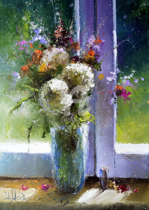 Ζωγραφική με τίτλο "Bouquet" από Игорь Медведев, Αυθεντικά έργα τέχνης, Λάδι