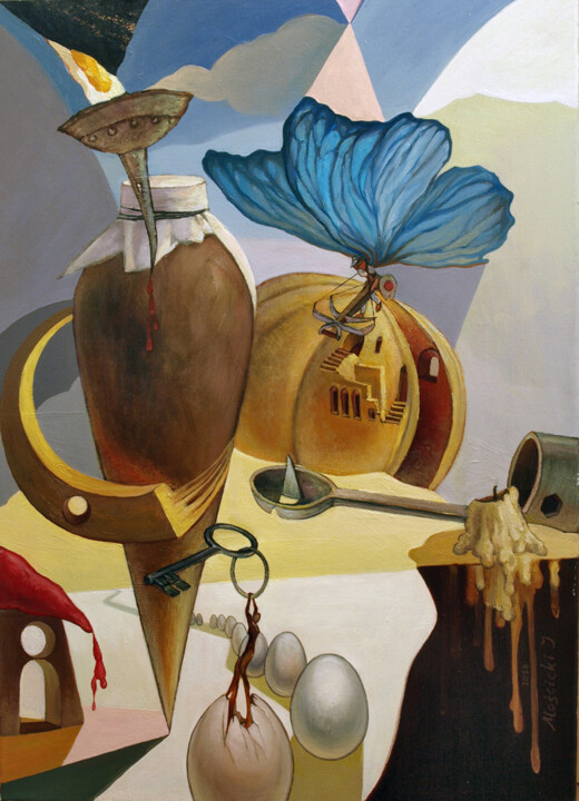Pintura intitulada "Still life with eggs" por Igor Moscicki, Obras de arte originais, Óleo