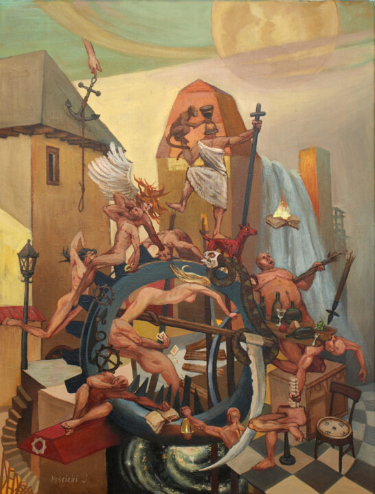 Pintura intitulada "Civilization" por Igor Moscicki, Obras de arte originais, Óleo