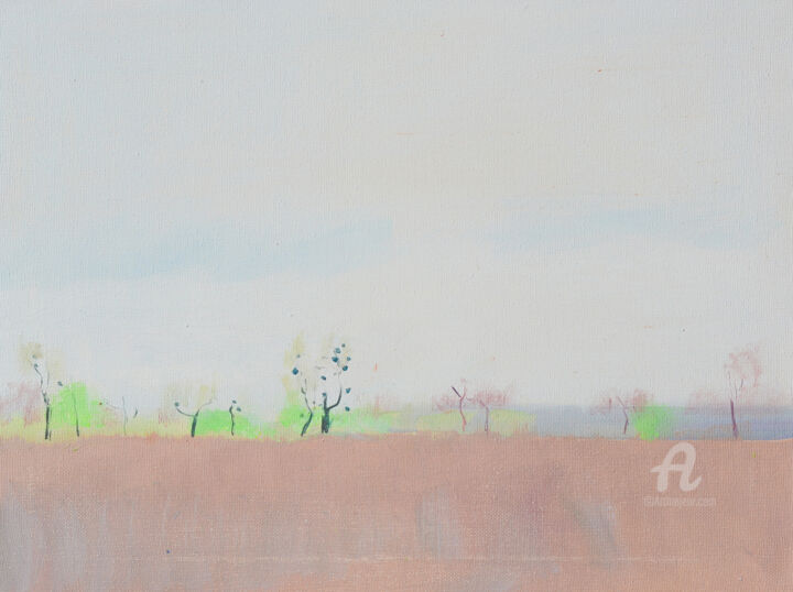 Painting titled "Early April field" by Igor Nekraha, Original Art, Acrylic