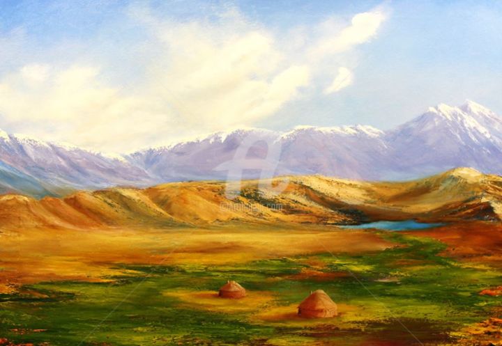 Peinture intitulée "Плато в горах" par Igor Pape, Œuvre d'art originale