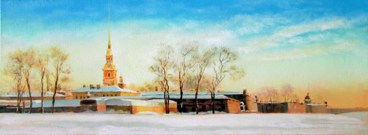 Peinture intitulée "Зимний мотив" par Igor Pautov, Œuvre d'art originale, Huile