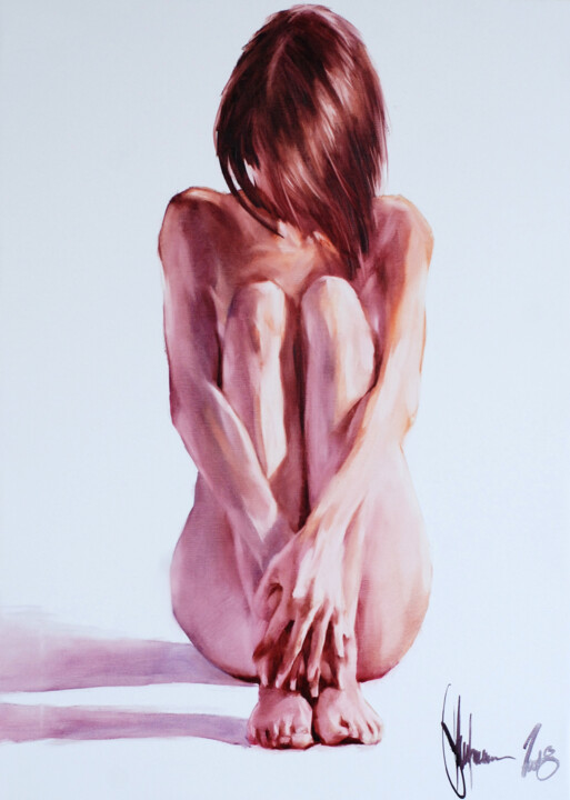 Painting titled "Modesty." by Igor Shulman, Original Artwork, Oil