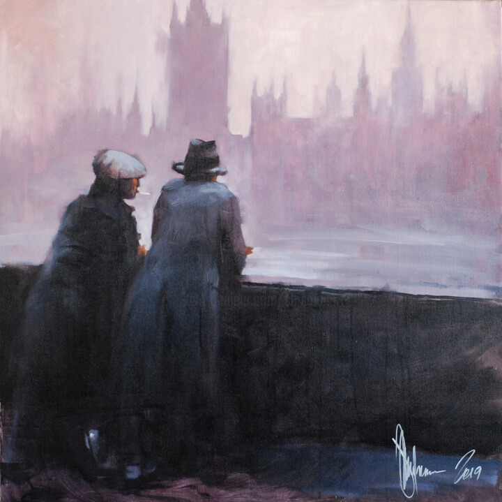 Malerei mit dem Titel "Winter.London." von Igor Shulman, Original-Kunstwerk, Öl