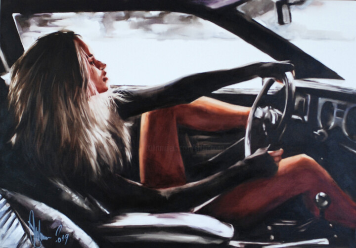 Painting titled "Riding without brak…" by Igor Shulman, Original Artwork, Oil