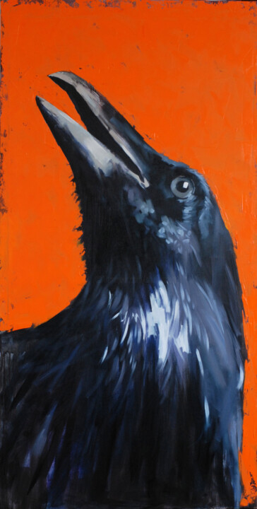 Painting titled "Portrait of a crow,…" by Igor Shulman, Original Artwork, Oil