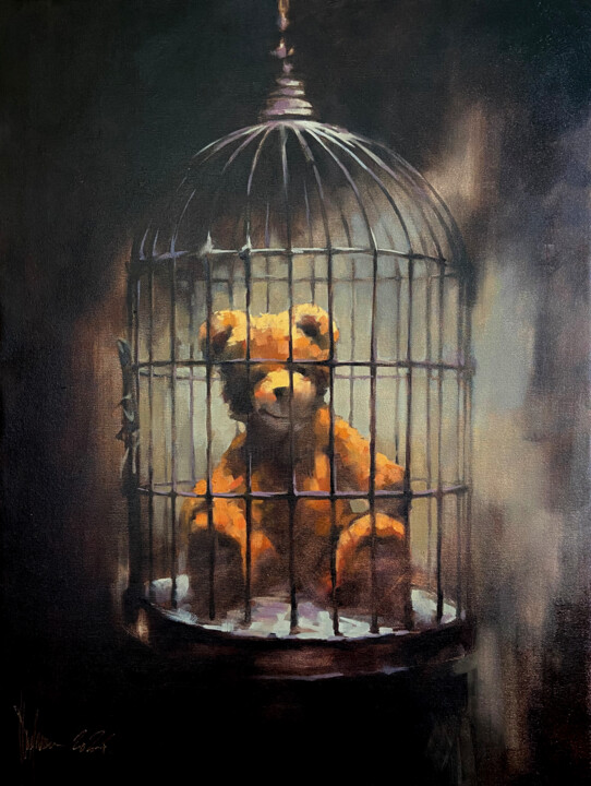 Painting titled "Punishment without…" by Igor Shulman, Original Artwork, Oil Mounted on Wood Stretcher frame