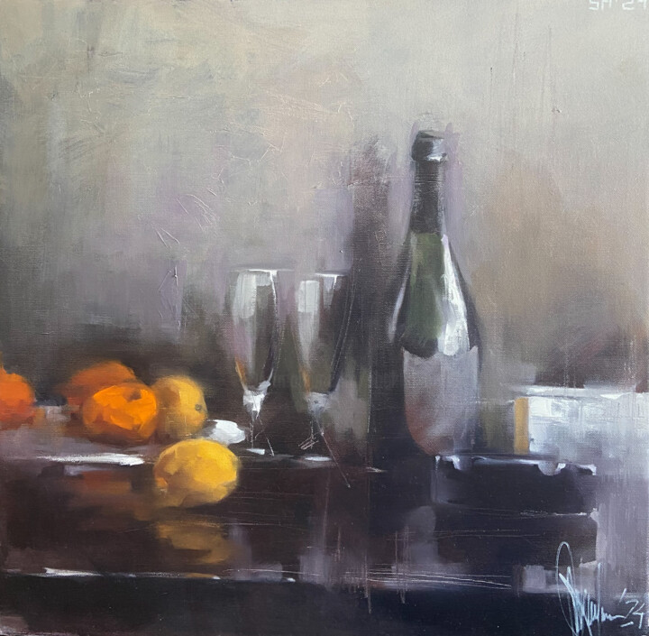 Painting titled "Still life #24. Int…" by Igor Shulman, Original Artwork, Oil Mounted on Wood Stretcher frame