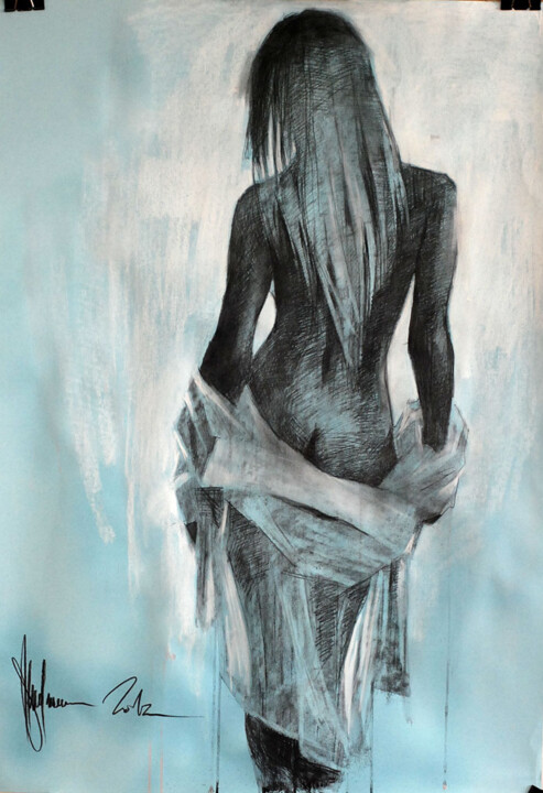 Drawing titled "Nude #267" by Igor Shulman, Original Artwork, Charcoal