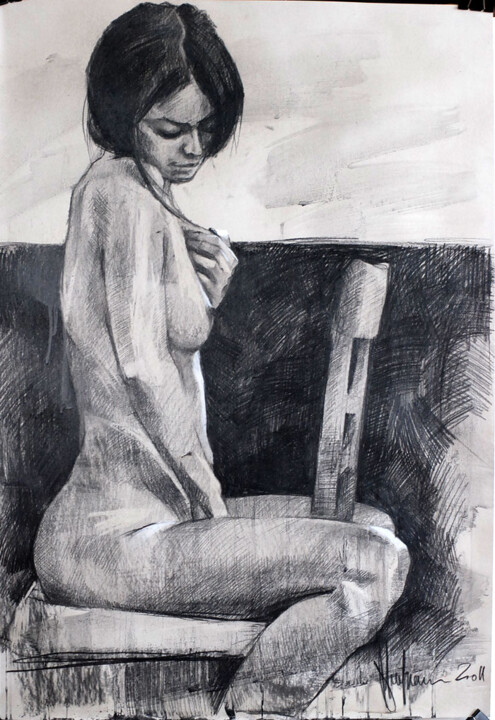 Drawing titled "Nude #338" by Igor Shulman, Original Artwork, Chalk