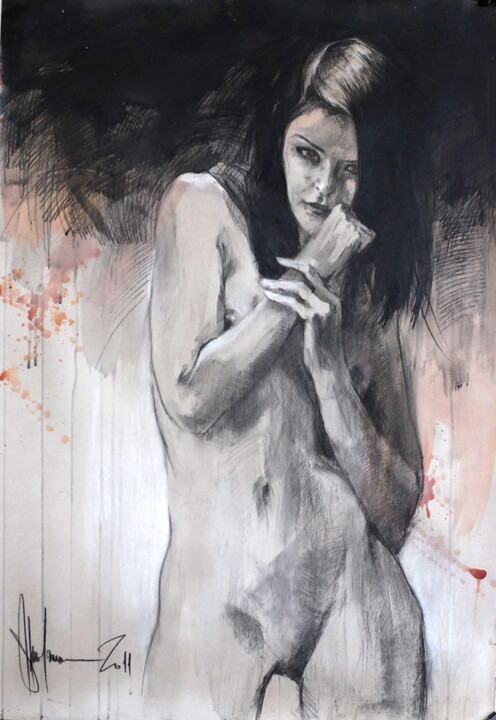 Σχέδιο με τίτλο "Nude # 341" από Igor Shulman, Αυθεντικά έργα τέχνης, Κιμωλία