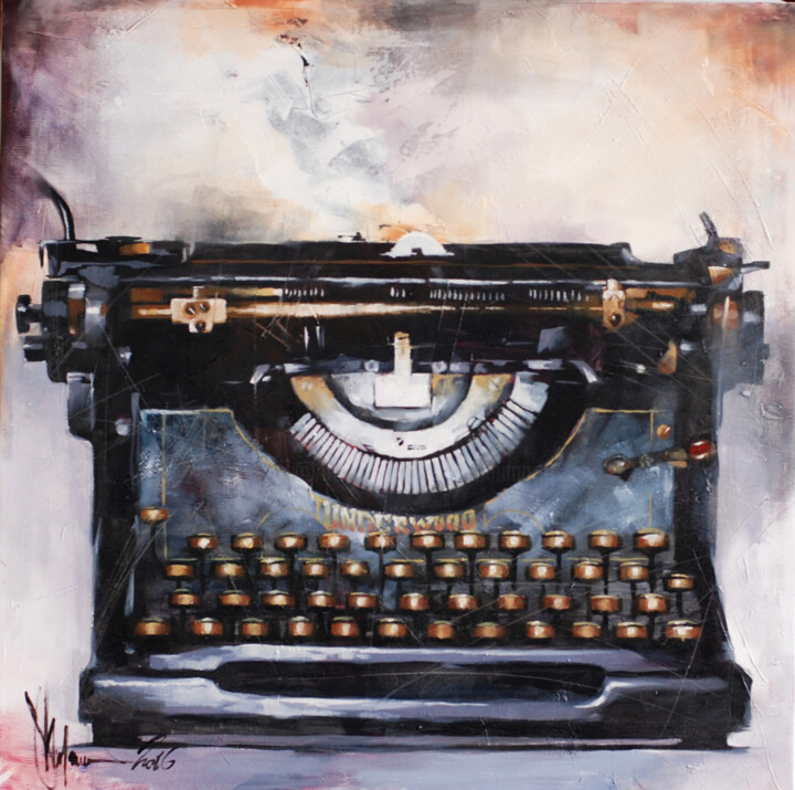 Peinture intitulée "Old typwriter" par Igor Shulman, Œuvre d'art originale, Huile