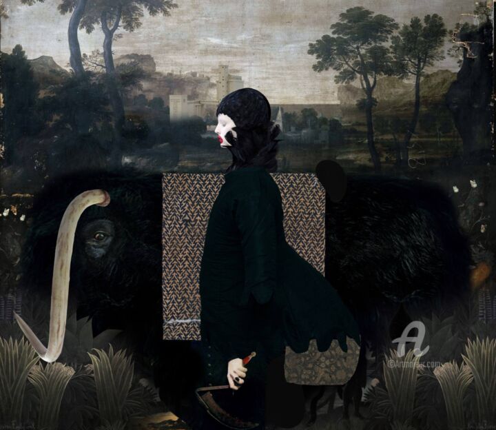 Картина под названием "lady with mammoth" - Igor Skaletsky, Подлинное произведение искусства, Акрил