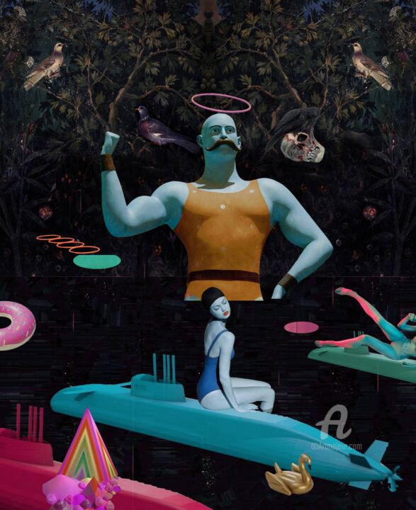Картина под названием "submarines bay" - Igor Skaletsky, Подлинное произведение искусства, Акрил