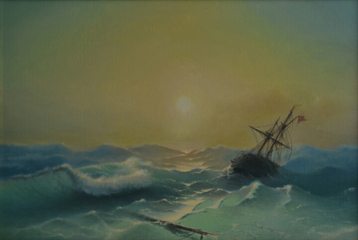 Painting titled "Корабль в бедствии.…" by Igor Smirnov, Original Artwork, Oil