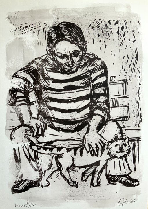 Gravures & estampes intitulée "Striped mates" par Igor Studenikin (iSt), Œuvre d'art originale, Monotype