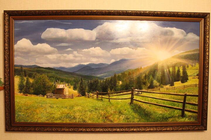 Картина под названием "Горный пейзаж" - Игорь Сурков, Подлинное произведение искусства, Масло