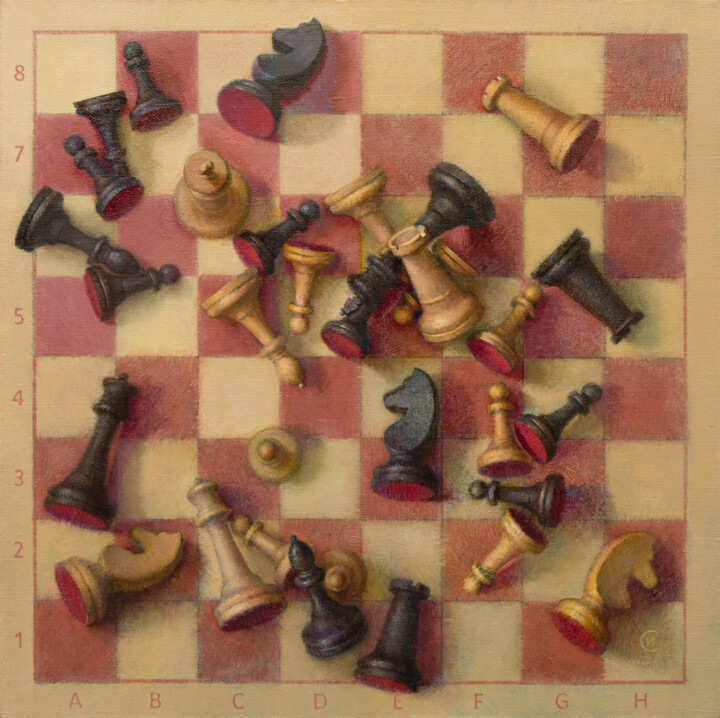 Картина под названием "Chess" - Igor Sventitski, Подлинное произведение искусства, Масло Установлен на Деревянная рама для н…