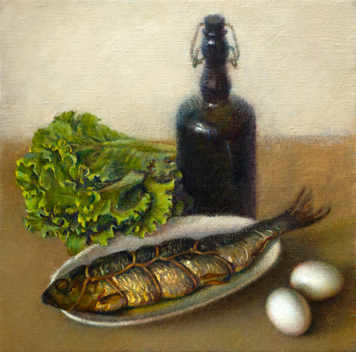 Painting titled "Still life with smo…" by Igor Sventitski, Original Artwork, Oil Mounted on Wood Stretcher frame