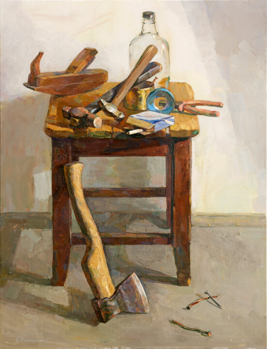 Pintura titulada "In a new place" por Igor Sventitski, Obra de arte original, Oleo Montado en Bastidor de camilla de madera