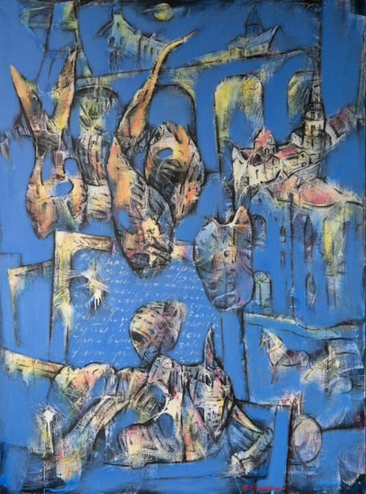 Schilderij getiteld "Carcass catchers" door Igor Vareshkin, Origineel Kunstwerk, Acryl