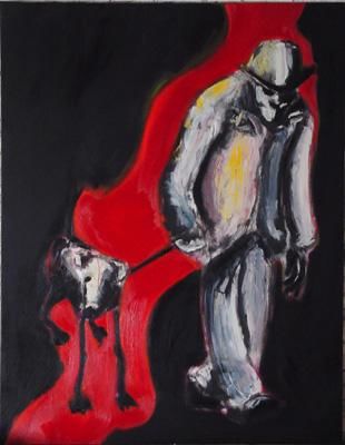 Peinture intitulée "el gos i l'home" par Igor Carretero, Œuvre d'art originale
