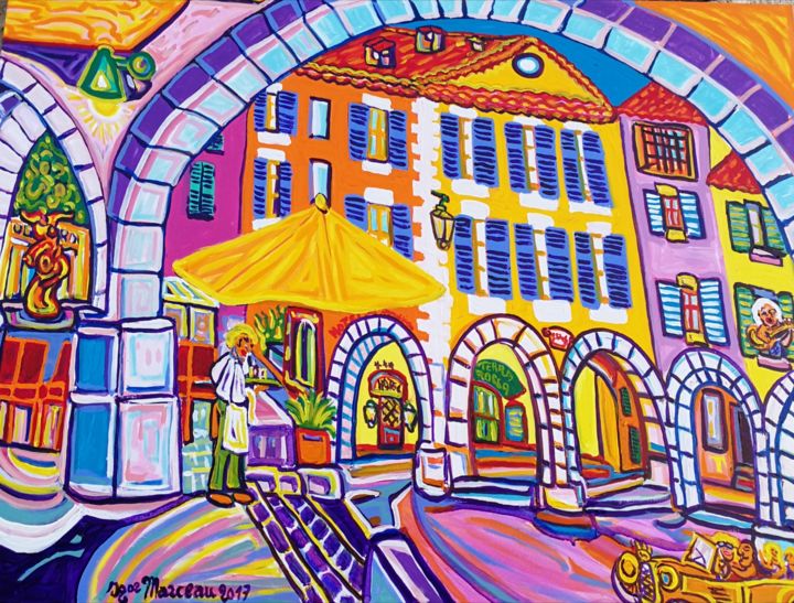 Painting titled "La place des arts..…" by Igor Marceau, Original Artwork, Acrylic