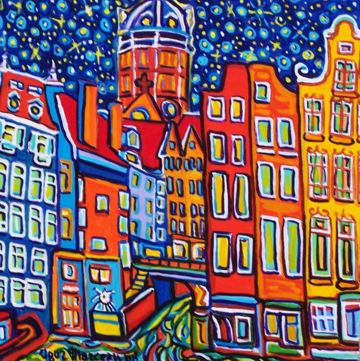 Peinture intitulée "Amsterdam .Het Kolk…" par Igor Marceau, Œuvre d'art originale