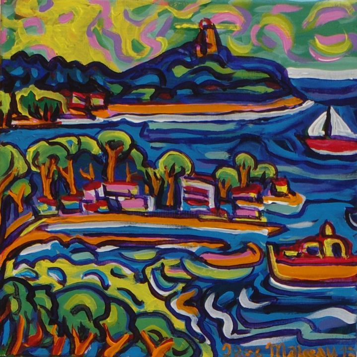 Painting titled "la-rade-de-villefra…" by Igor Marceau, Original Artwork, Acrylic