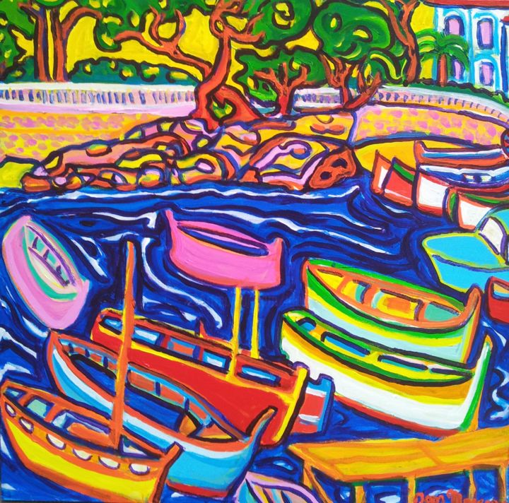 Peinture intitulée "le port de l'Olivet…" par Igor Marceau, Œuvre d'art originale, Acrylique