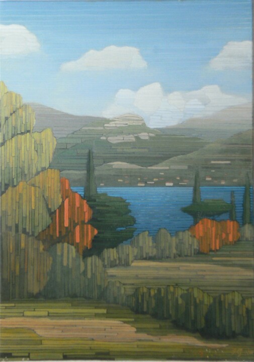 Pintura intitulada "Gardasee im Oktober" por Igors Gengeris, Obras de arte originais, Óleo