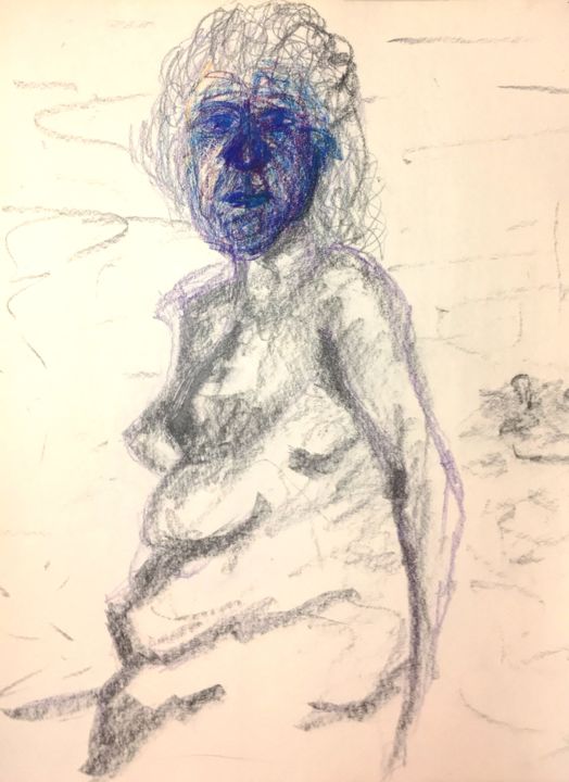 Drawing titled "Bold Blue" by Igzotic, Original Artwork, Pencil