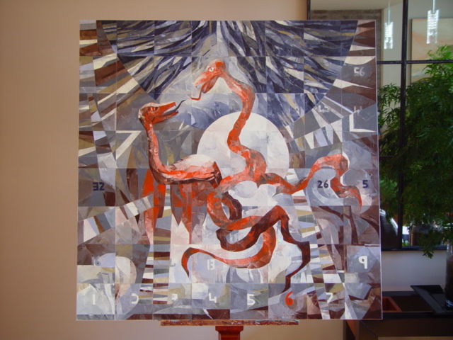 Peinture intitulée "Snakes and Ladders" par Ihab Mikhail, Œuvre d'art originale, Huile