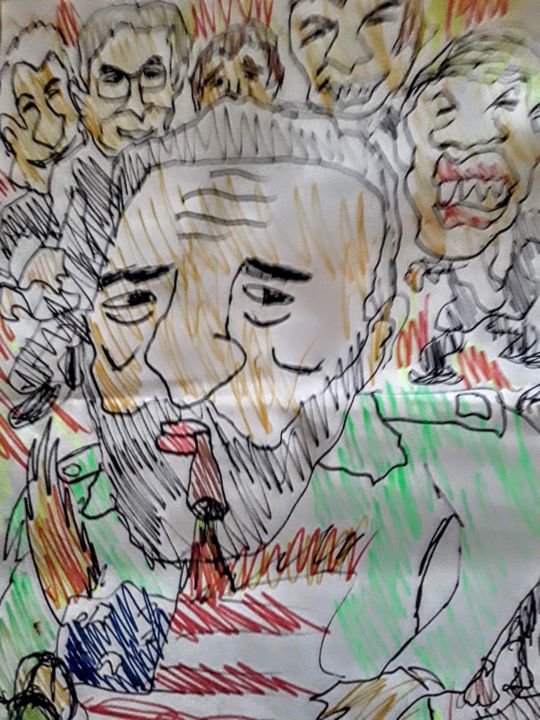 Dessin intitulée "Fidel Castro" par Iheb Gharbi, Œuvre d'art originale, Marqueur