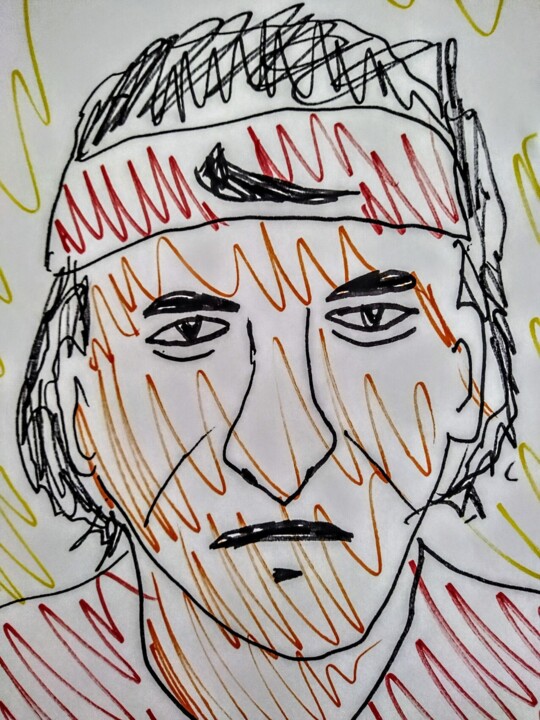Dessin intitulée "Roger Federer" par Iheb Gharbi, Œuvre d'art originale, Marqueur