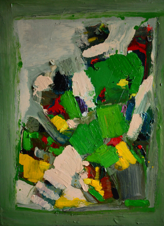 Painting titled "Grass" by Ihor Melnyk, Original Artwork, Oil Mounted on Wood Stretcher frame