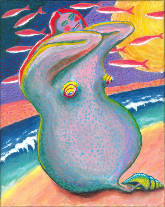 Pittura intitolato "Dreamy snail." da Ihor Miroshnycnenko (Miro), Opera d'arte originale, Acrilico