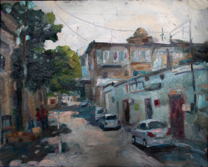 Картина под названием "Old town" - Iigamov, Подлинное произведение искусства, Масло