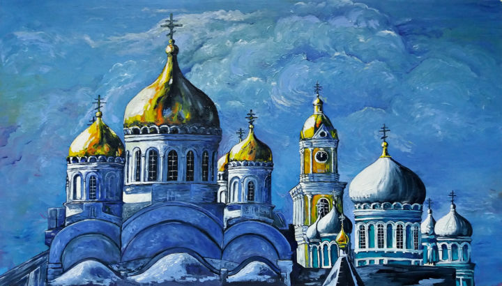 「Купола」というタイトルの絵画 Vyacheslav Igによって, オリジナルのアートワーク, オイル ウッドストレッチャーフレームにマウント