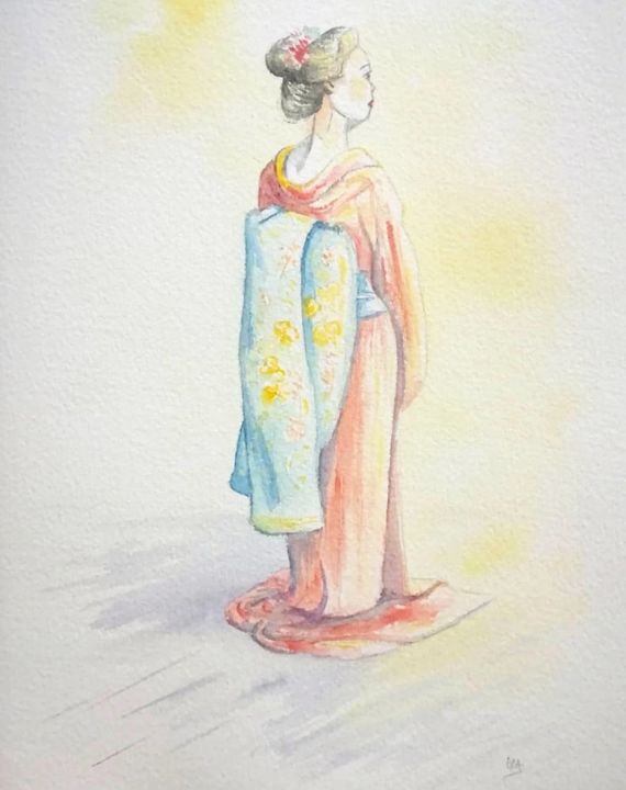 Peinture intitulée "Akiko" par Ika - Jessica Christau, Œuvre d'art originale, Aquarelle