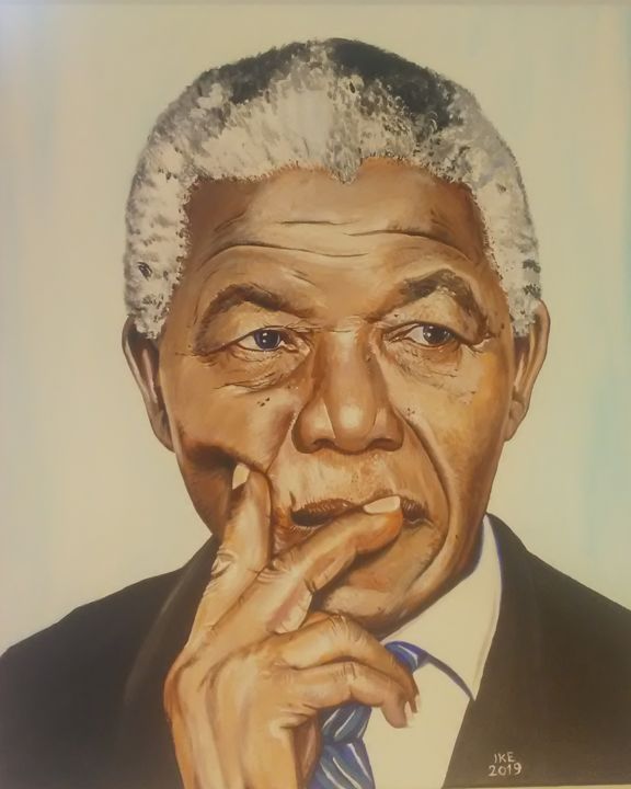 Painting titled "Nelson Mandela by i…" by Ike, Original Artwork, Acrylic