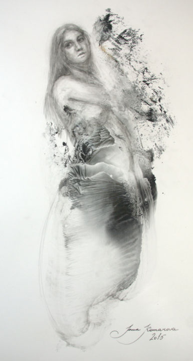 Tekening getiteld "Meerjungfrau / Merm…" door Inna Komarova, Origineel Kunstwerk, Inkt