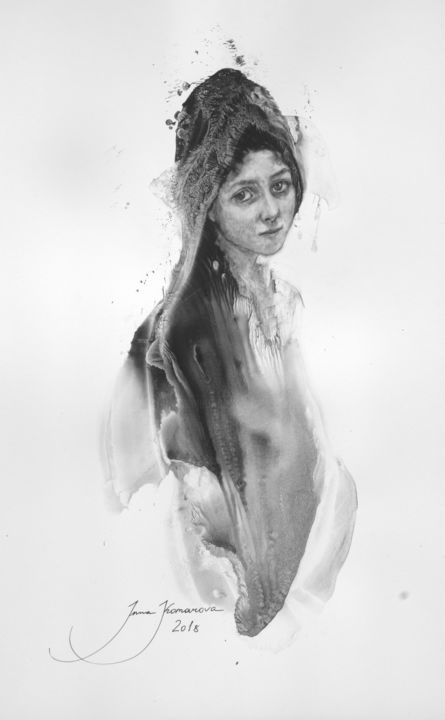 Drawing titled "Pauline" by Inna Komarova, Original Artwork, Other