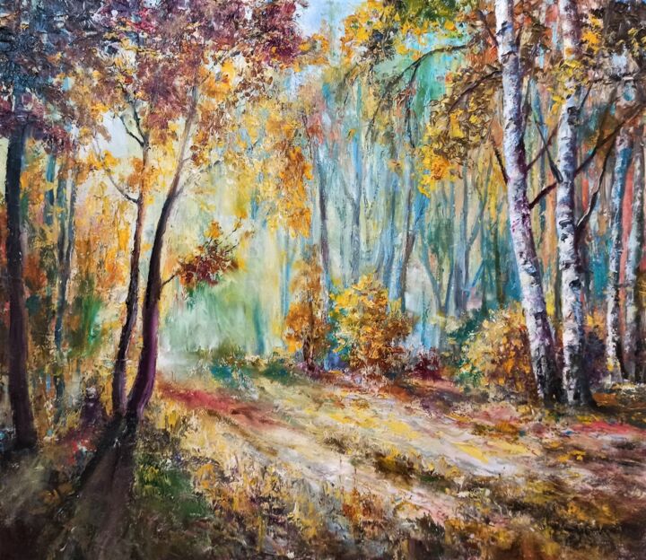 Painting titled "Autumn forest" by Ilgiz Murtazin, Original Artwork, Oil