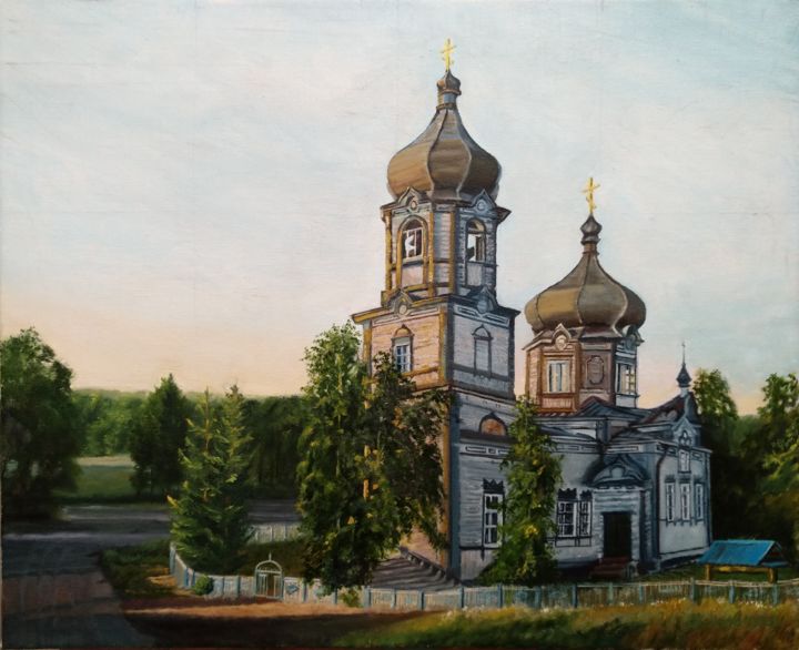 Painting titled "Самарская область,…" by Ilia Ivanov, Original Artwork, Oil Mounted on Wood Stretcher frame