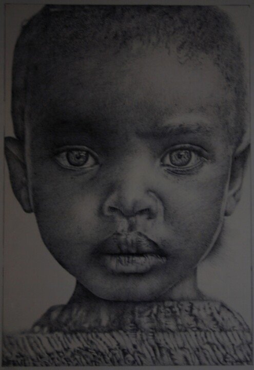 Drawing titled "Bambino" by Ilaria Commendatore, Original Artwork, Ballpoint pen